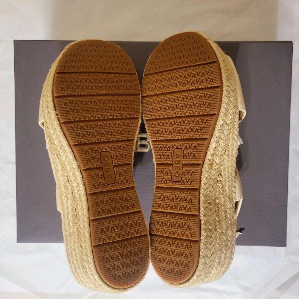ABEO Riviera Cross Espadrille Sandal‎ Off White Cream New Sz 5 Platform Comfort